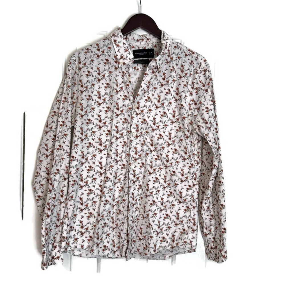 Abercrombie & Fitch White Shirt with Brown Floral Design